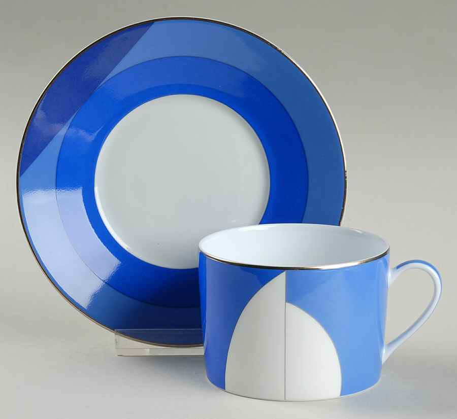 Voiles (Cobalt Blue) Flat Cup & Saucer Set by Puiforcat-1