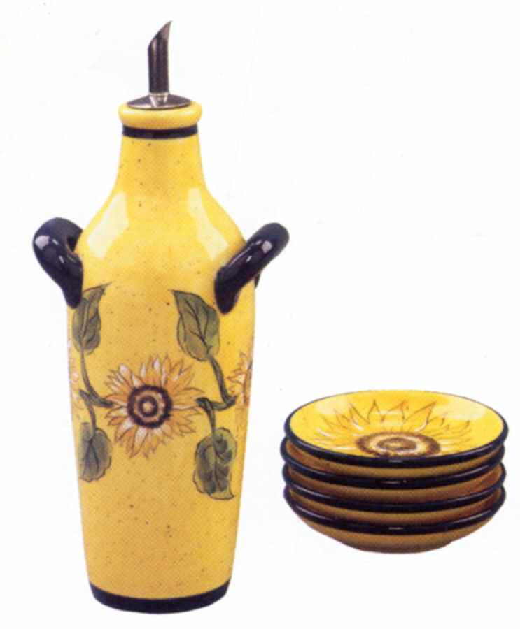 Tuscan Sun Oil Jar/Cruet with 4 Dipping Bowls by Park Designs-1