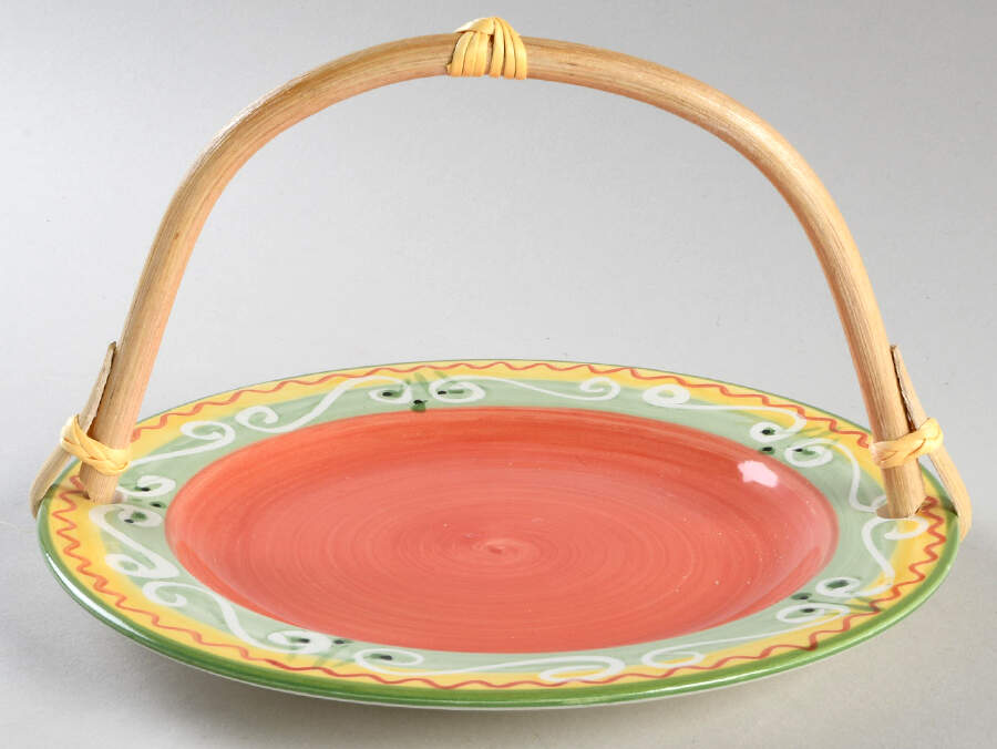 Garden Sunrise 5 3/8"-5 5/8" Bamboo Handled Serving Plate  HC by Pfaltzgraff-1