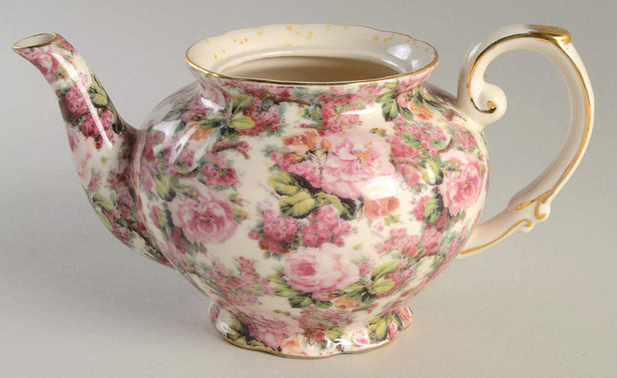 Rose Chintz Teapot No Lid by Peppertree Imports-1