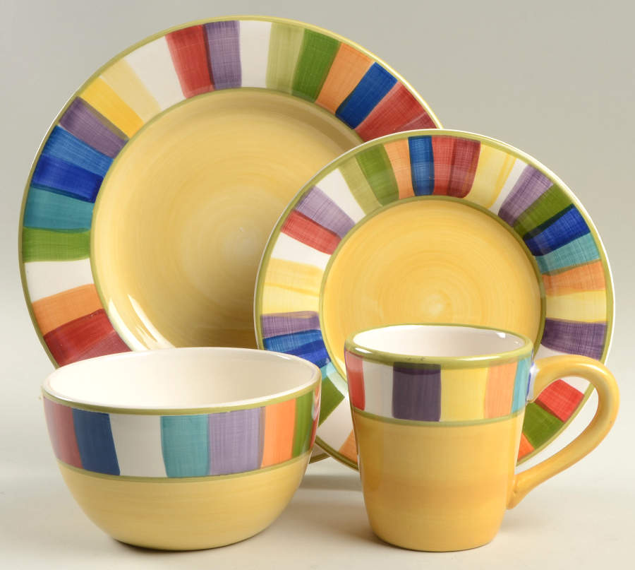 Rainbow Stripes 4 Piece Place Setting by Philippe Richard-1