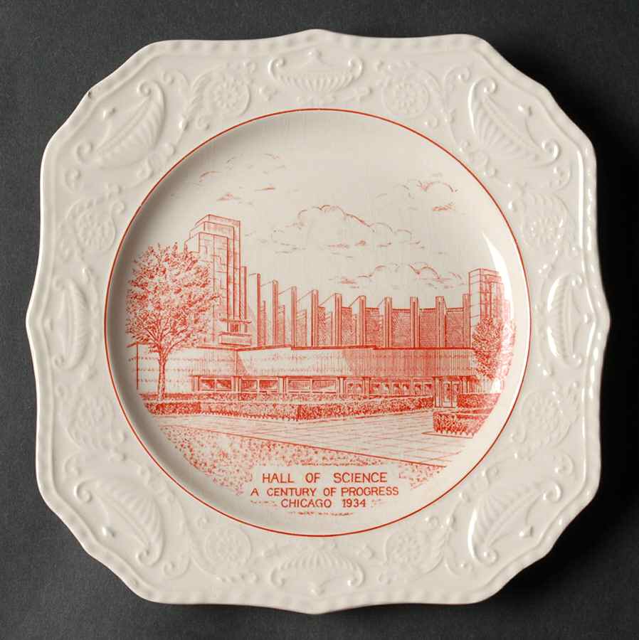 Century of Progress (Red) Square Salad Plate by Pickard-1