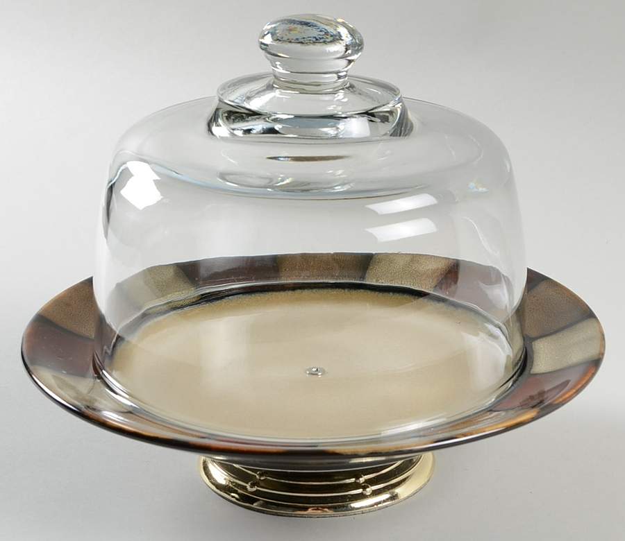 Taos 6 1/2"-7 1/2" Footed Cheese Plate w/ Glass Dome HC by Pfaltzgraff-1