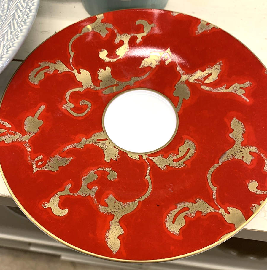 Golden Ruby Saucer by Porcel-1