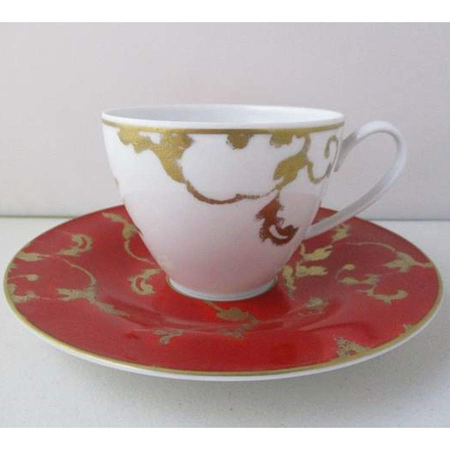 Golden Ruby Flat Cup & Saucer Set by Porcel-1
