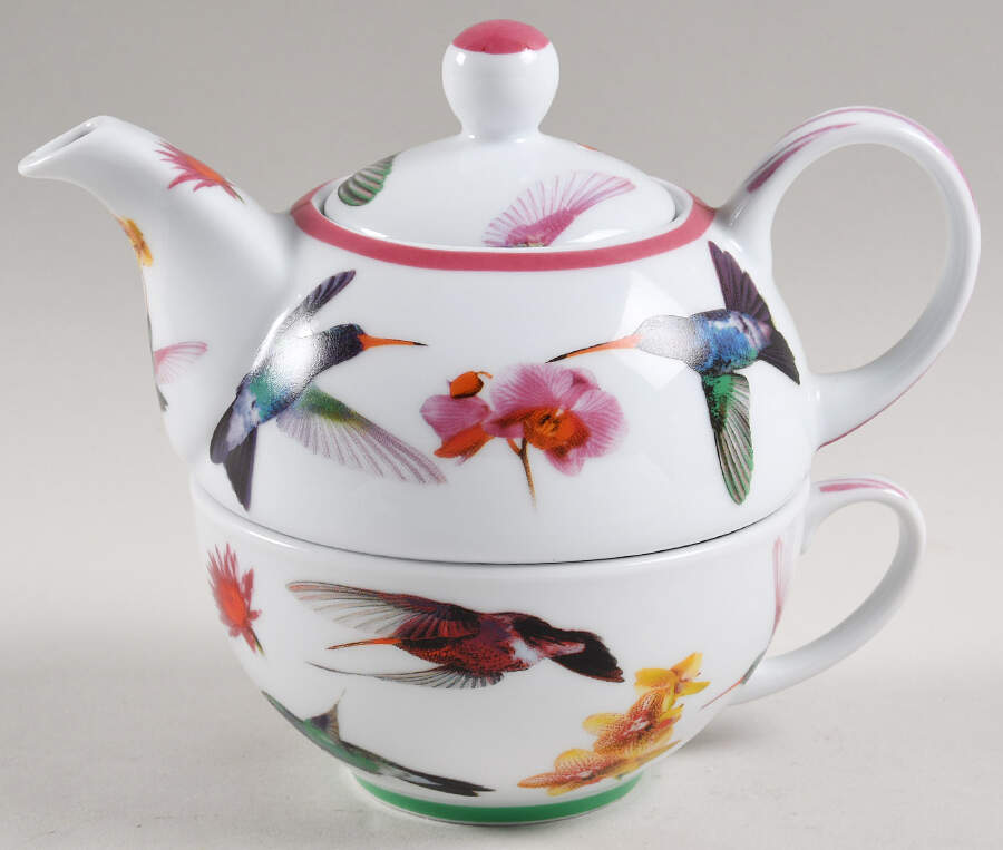 Hummingbirds Individual Teapot & Lid with Cup by Cardew Design-1