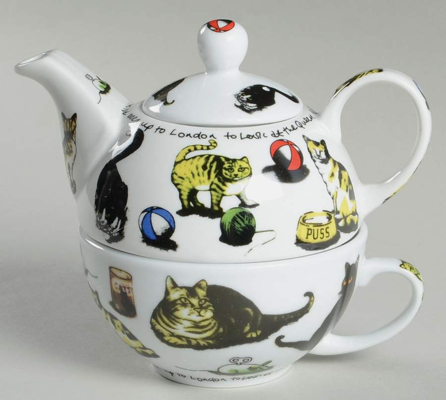Cat Tea Individual Teapot & Lid with Cup by Cardew Design-1