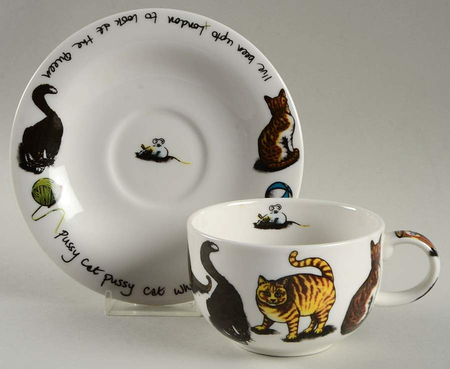 Cat Tea Flat Cup & Saucer Set by Cardew Design-1