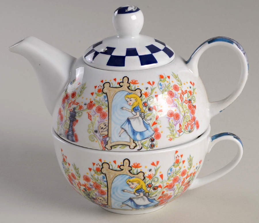 Alice in Wonderland's Cafe Individual Teapot & Lid with Cup by Cardew Design-1