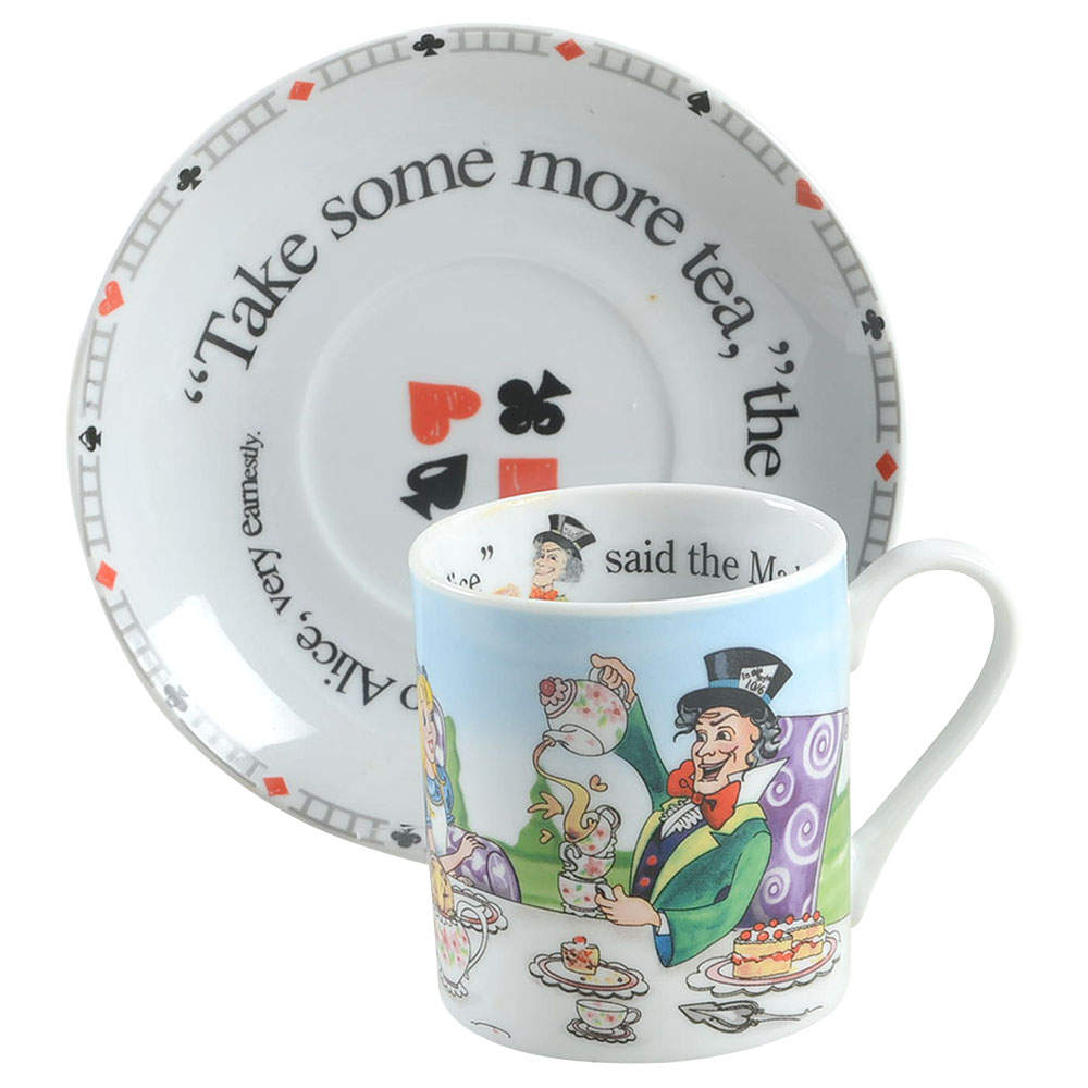 Alice in Wonderland's Cafe Flat Cup & Saucer Set by Cardew Design-1