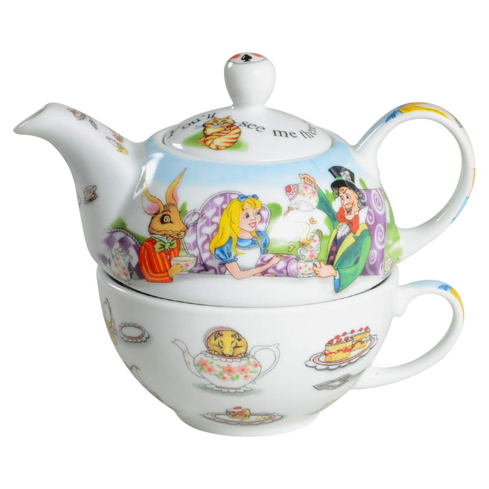 Alice in Wonderland's Cafe Individual Teapot & Lid with Cup by Cardew Design-1