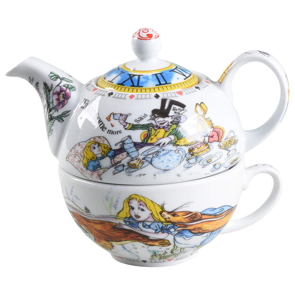 Alice in Wonderland's Cafe Individual Teapot & Lid with Cup by Cardew Design-1