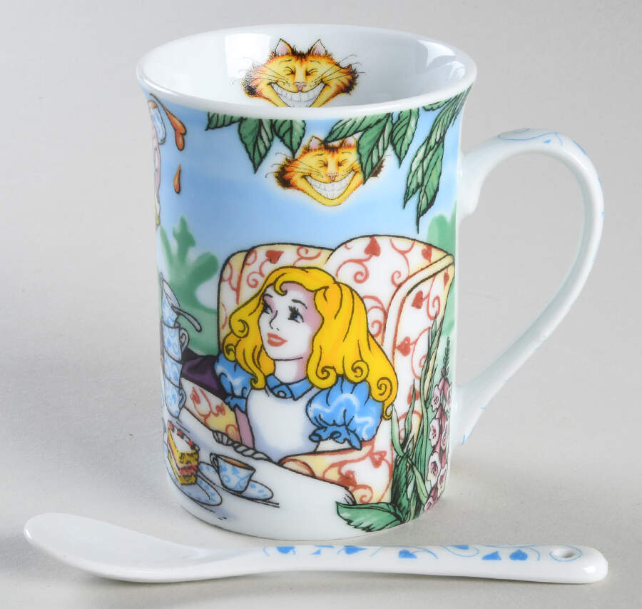 Alice in Wonderland's Cafe Mug & Ceramic Teaspoon Set by Cardew Design-1