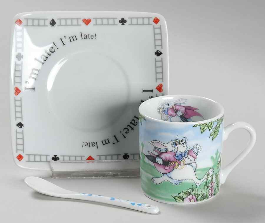 Alice in Wonderland's Cafe Demitasse Cup & Saucer Set w/Spoon by Cardew Design-1