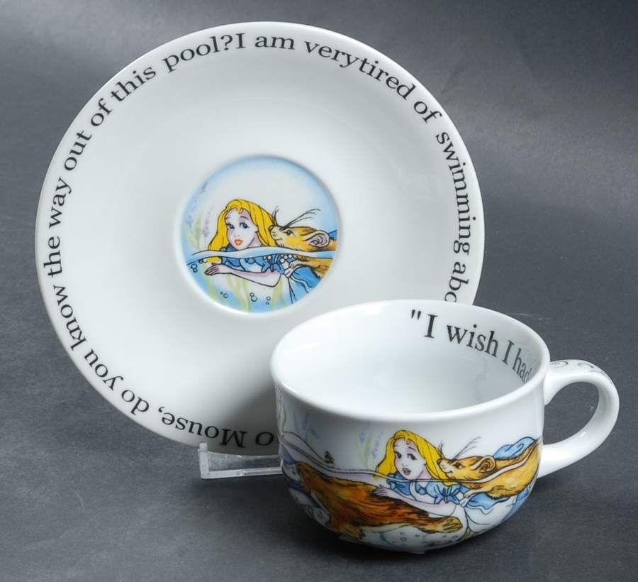 Alice in Wonderland's Cafe Flat Cup & Saucer Set by Cardew Design-1