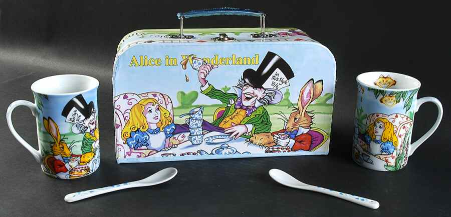 Alice in Wonderland's Cafe (Set of 2) Mug & Ceramic Teaspoon in Case by Cardew Design-1