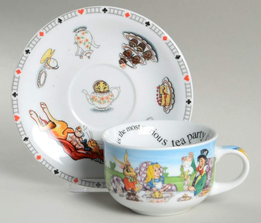 Alice in Wonderland's Cafe Flat Cup & Saucer Set by Cardew Design-1