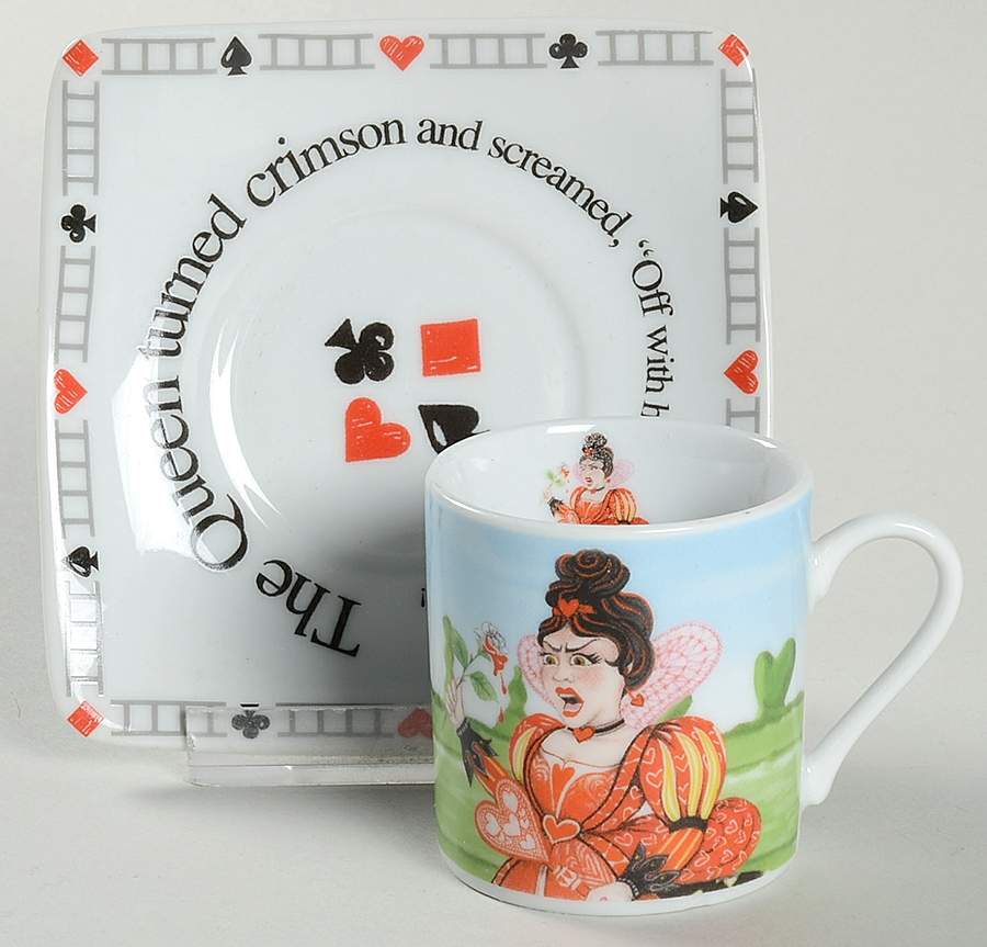 Alice in Wonderland's Cafe Flat Demitasse Cup & Saucer Set by Cardew Design-1