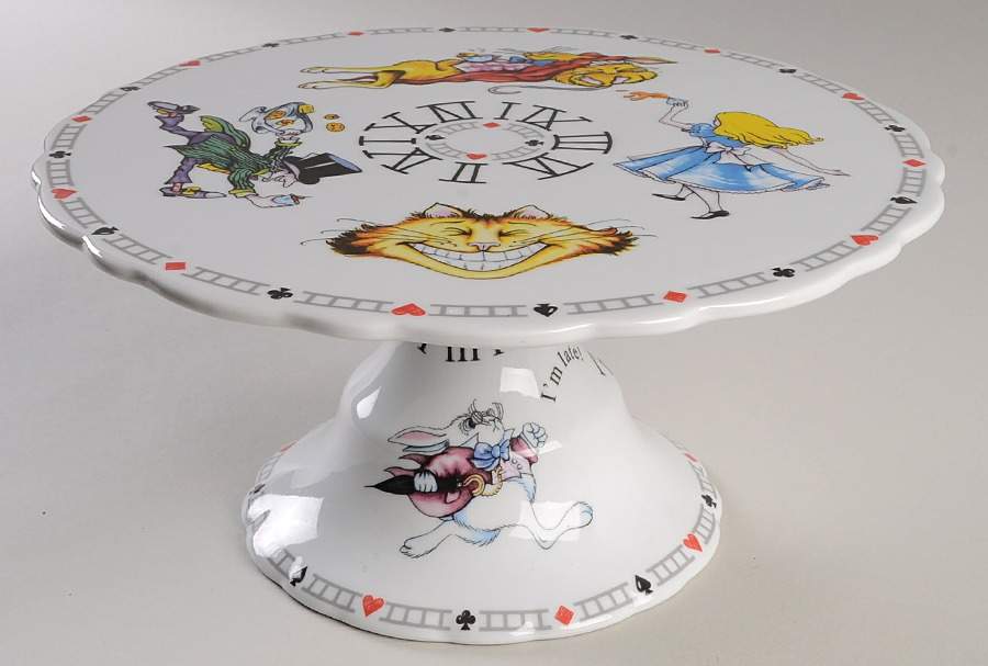 Alice in Wonderland's Cafe 10" Diameter Pedestal Cake Stand by Cardew Design-1