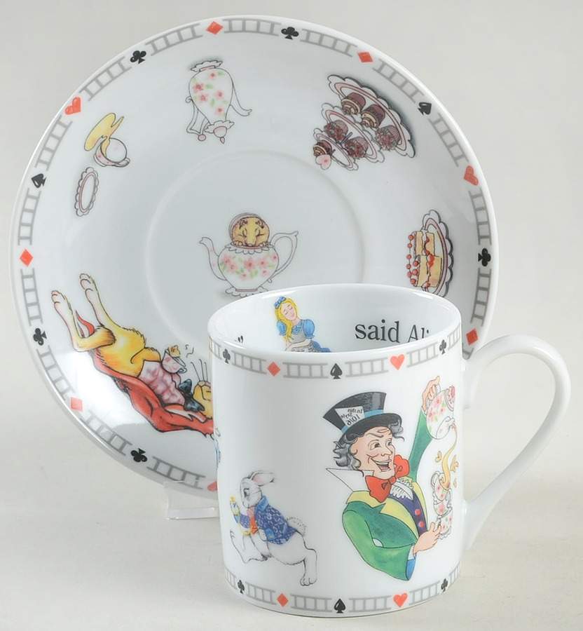 Alice in Wonderland's Cafe Flat Cup & Saucer Set by Cardew Design-1