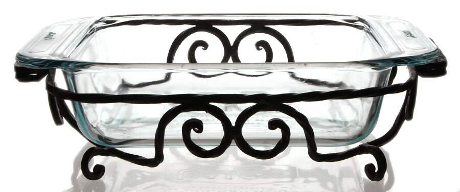 Originals Clear 8" Square Baker & Metal Stand by Pyrex-1