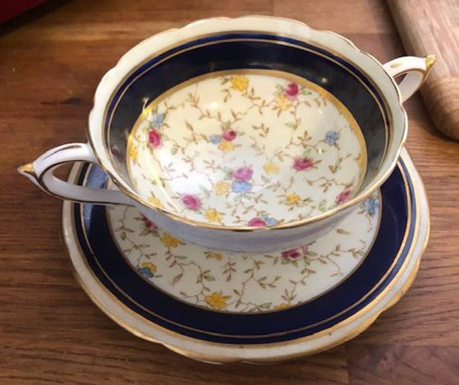 COMTESSE Footed Cream Soup Bowl & Saucer Set by Paragon-1