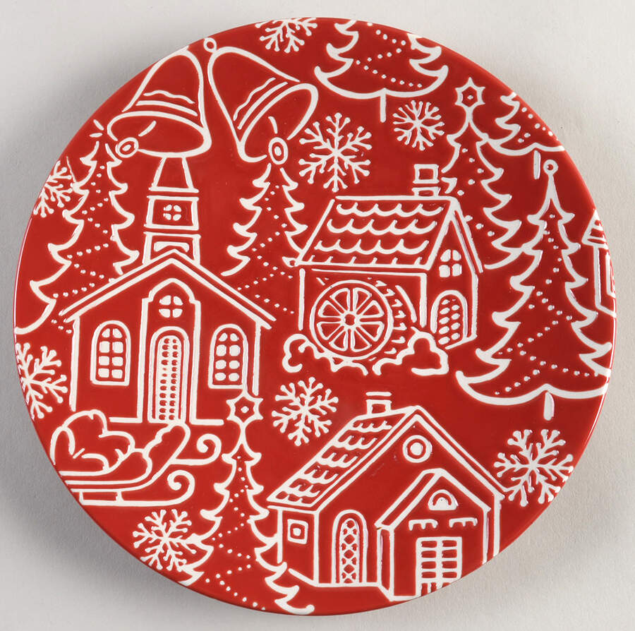 Christmas Town Salad/Dessert Plate by Pier 1-1