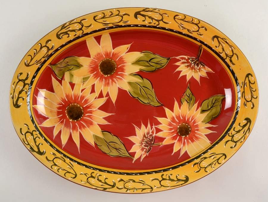 Sunflower 16" Oval Serving Platter by Pier 1-1