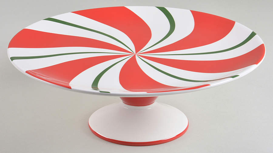 Candy Cane 12" Diameter Pedestal Cake Stand by Pier 1-1