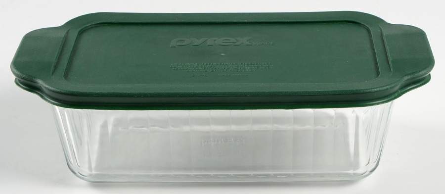 Sculptured Clear Loaf Pan & Plastic Lid by Pyrex-1