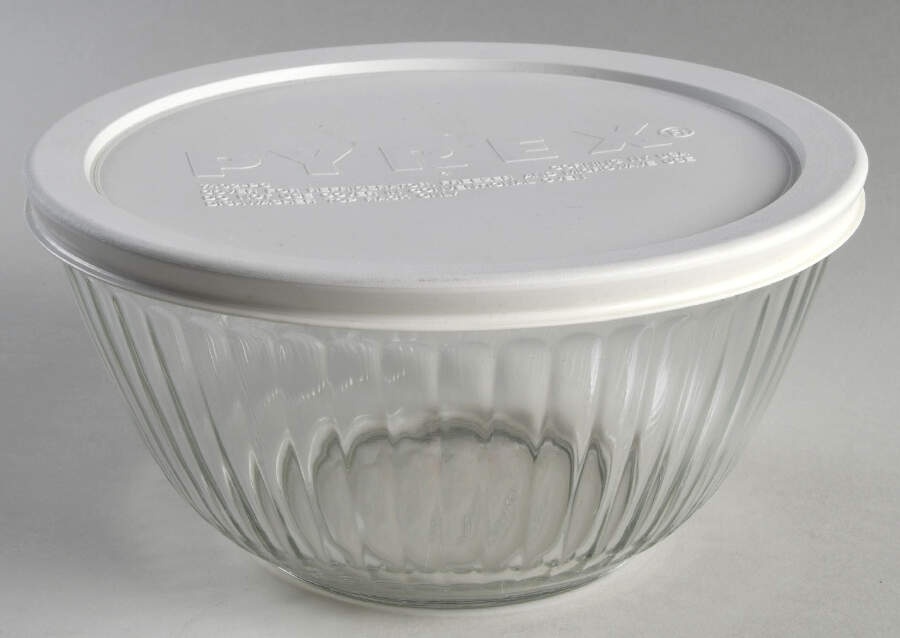 Sculptured Clear 7" Round Vegetable with Plastic Lid by Pyrex-1