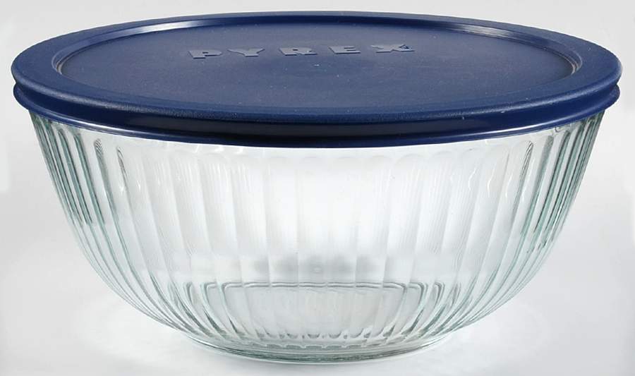 Sculptured Clear 8" Round Vegetable with Plastic Lid by Pyrex-1