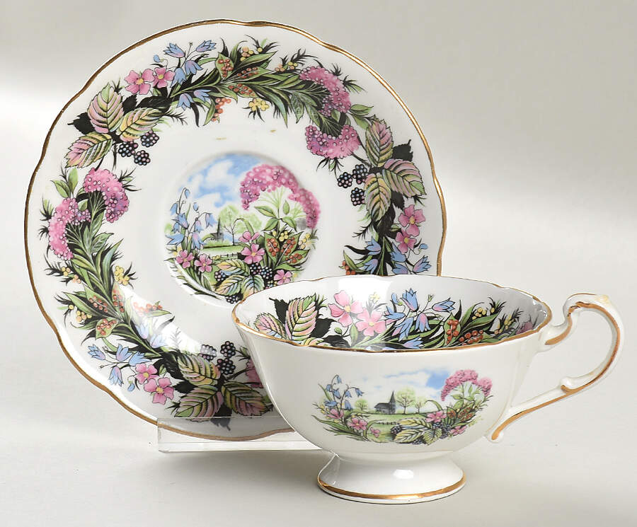 Seasonal Greetings Footed Cup & Saucer Set by Paragon-1