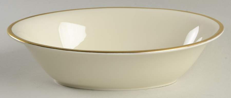 Signature (Gold Trim, No Monogram, Ivory) 9" Oval Vegetable Bowl by Pickard-1