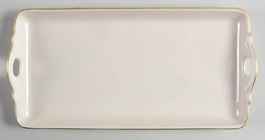 Signature (Gold Trim, No Monogram, Ivory) Handled Serving Tray by Pickard-1