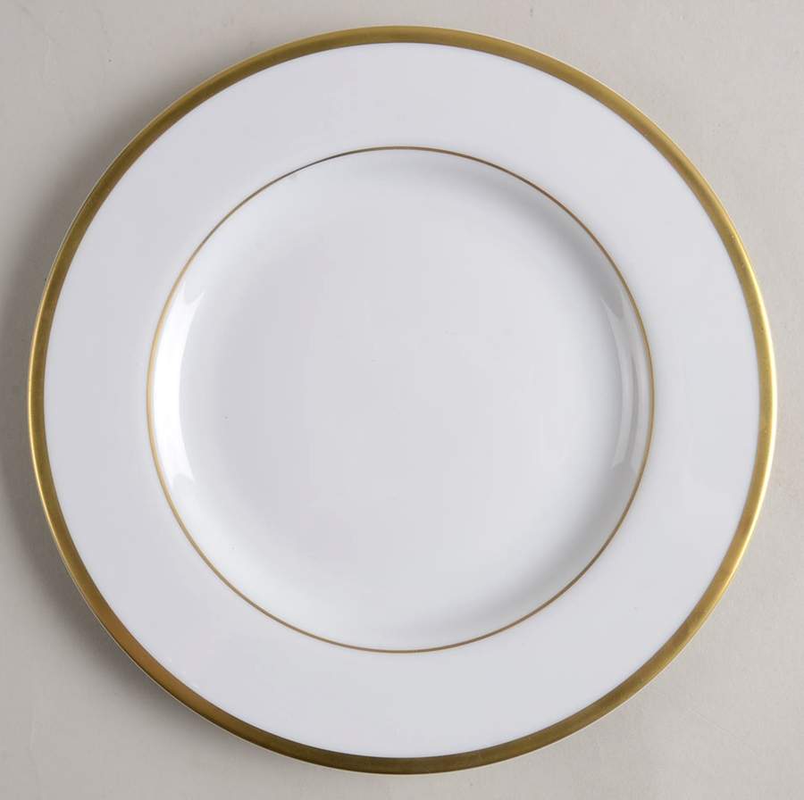 Signature (Gold Trim, White Body) Salad Plate by Pickard-1