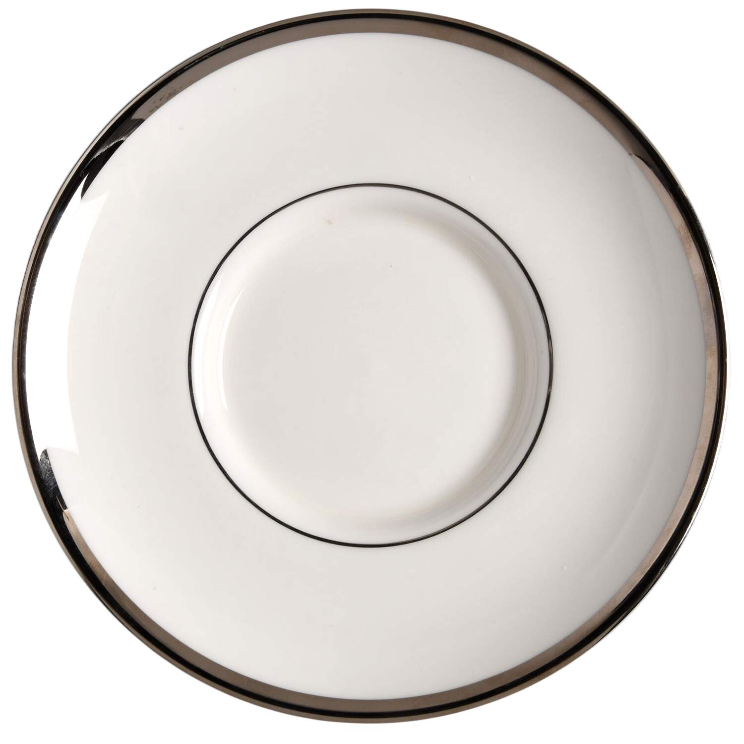 Signature (Platinum Trim, No Monograms, White Body Saucer by Pickard-1