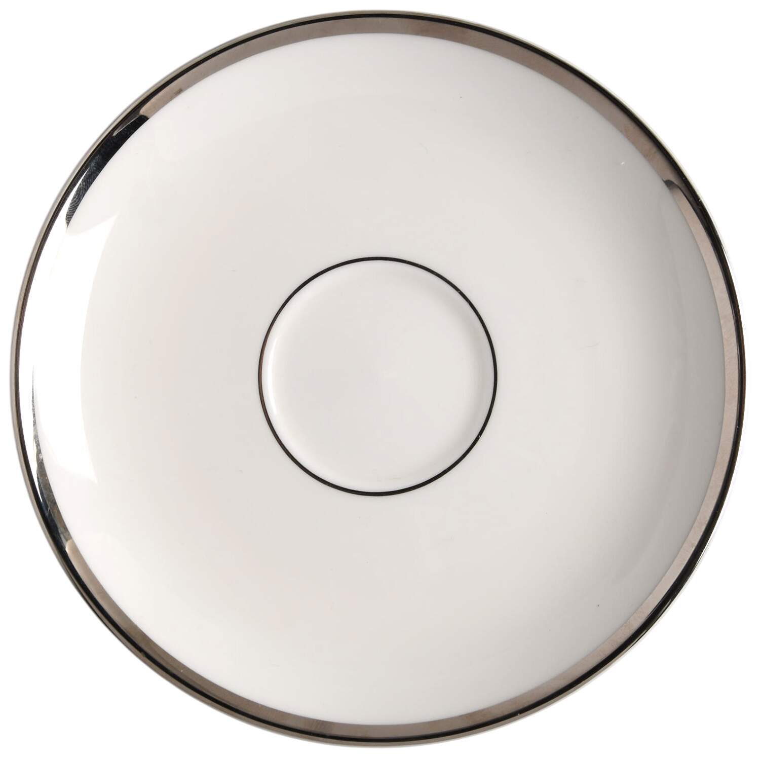 Signature (Platinum Trim, No Monograms, White Body Saucer for Footed Cup by Pickard-1