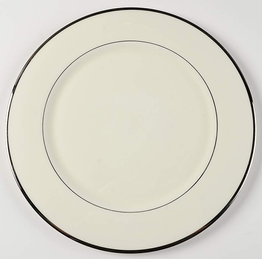 Signature (Platinum Trim, No Monograms, White Body Service Plate (Charger) by Pickard-1