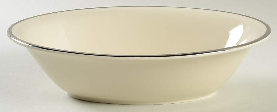 Signature (Platinum Trim, No Monograms, White Body 9" Oval Vegetable Bowl by Pickard-1