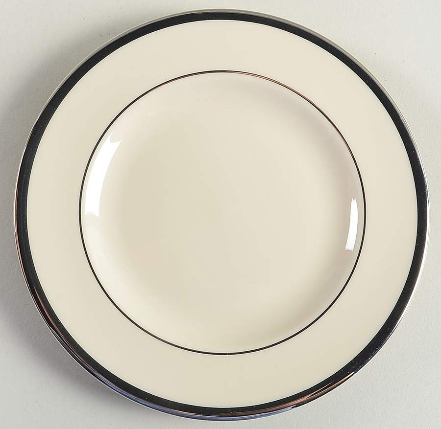 Signature (Platinum Trim, No Monograms, White Body Bread & Butter Plate by Pickard-1