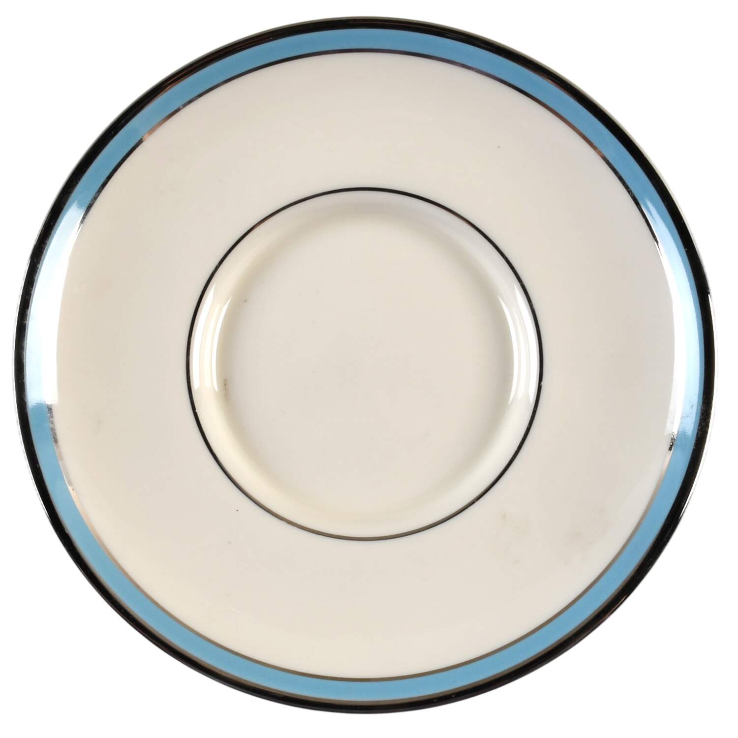 Signature Blue (Ivory Back, Platinum Trim) Saucer by Pickard-1