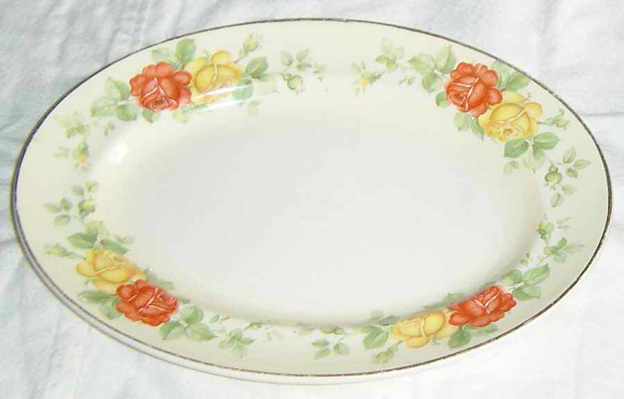 Liberty Roses 15" Oval Serving Platter by Paden City-1