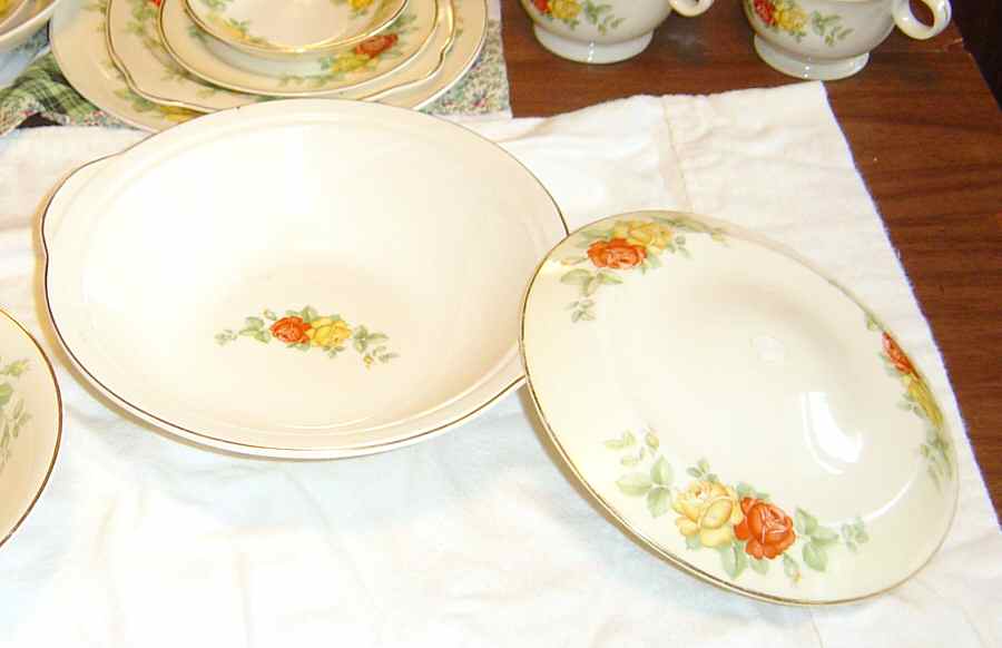 Liberty Roses Round Covered Vegetable by Paden City-1
