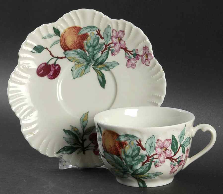 Abondance Footed Cup & Saucer Set by Porcelaine de Limoges-1
