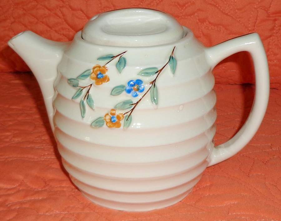 Beehive Floral Spray Teapot & Lid by Porcelier-1