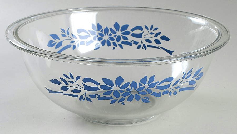 Blue Floral Ribbon 9" Mixing Bowl by Pyrex-1