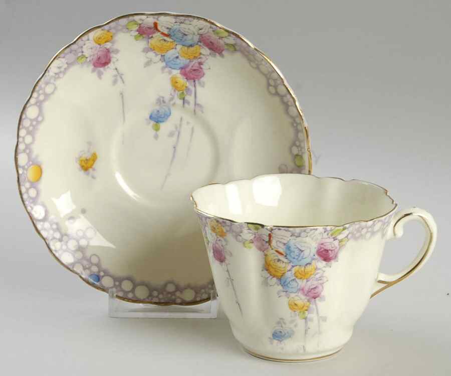 Summer Roses (Yellow Background) Flat Cup & Saucer Set by Paragon-1