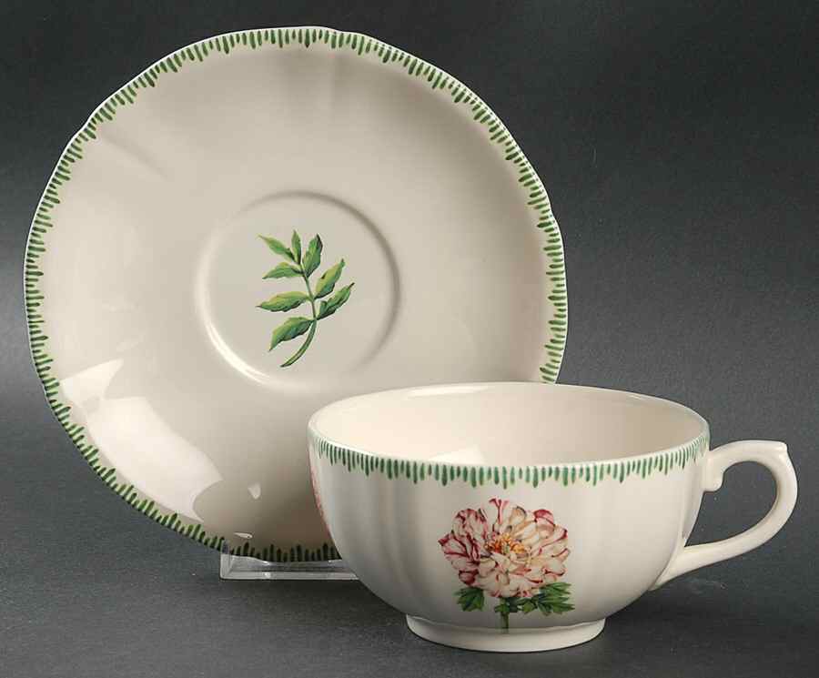 Fayence Footed Cup & Saucer Set by Pierre Frey (Patrick Frey)-1
