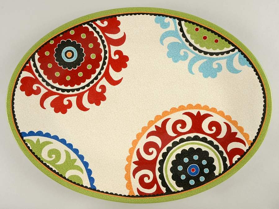 Suzani Medallion 17" Oval Serving Platter by Pier 1-1
